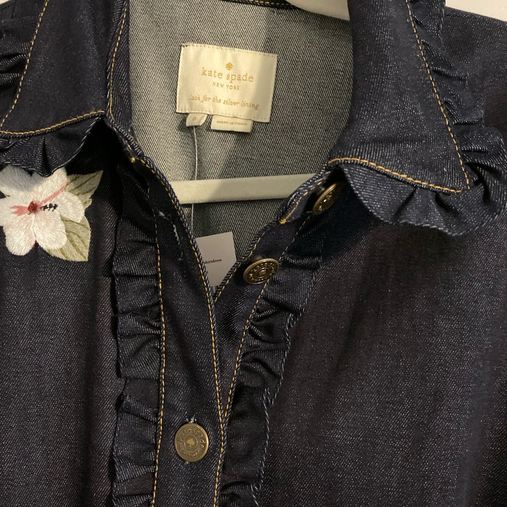 Kate Spade embroidered denim shirt dress size 8NWT - Picture 4 of 8